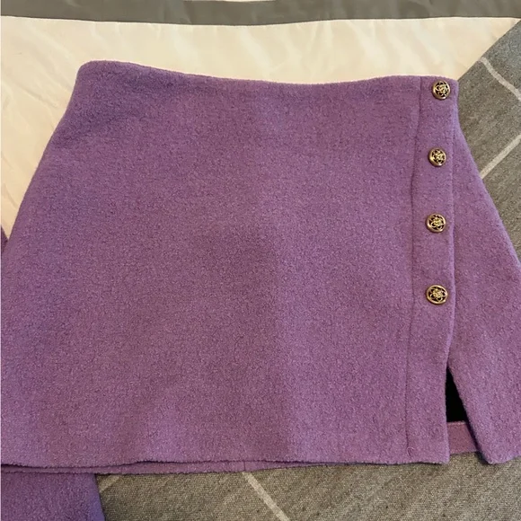 ZARA Textured Blazer and Mini Skirt Set - Lilac, Lavender - Picture 6 of 12